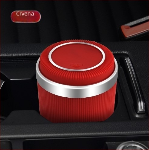 Automobilski pepelnjak, višestruke funkcionalnosti s tlačnim poklopcem, unutarnja ABS obloga, LED rasvjeta, otporno na plamen 4A, model 021, težina 122 g
