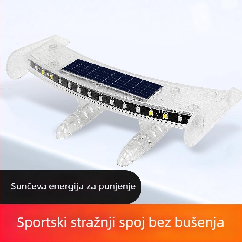 Bežično solarno stražnje svjetlo za auto – mini spojler, univerzalni dekorativni dodatak, zaštita od sudara straga