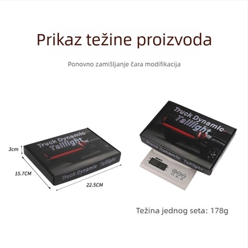 Traka stražnjeg svjetla za pickup s dizajnom tekuće vode – pokazivač, kočnica i svjetlo za vožnju unatrag, više načina, 10W, 12–28V, 0.1A, PVC