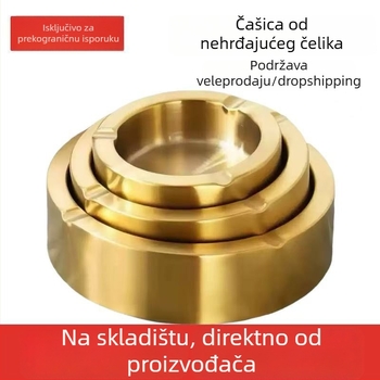 Pepeljara od nehrđajućeg čelika, otporna na vjetar, europski stil, za kuću, kafić i bar (Materijal: nehrđajući čelik; Pakiranje: 200/100/80; Uvoz: Ne)