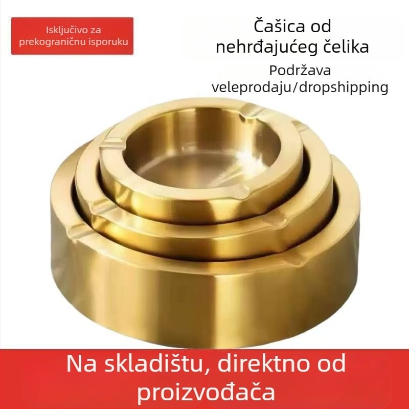Pepeljara od nehrđajućeg čelika, otporna na vjetar, europski stil, za kuću, kafić i bar (Materijal: nehrđajući čelik; Pakiranje: 200/100/80; Uvoz: Ne)