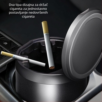 Automobilska pepeljara s poklopcem i unutarnjim posudom od nehrđajućeg čelika — kućište od aluminijske legure, brušeni završni sloj, 200 g