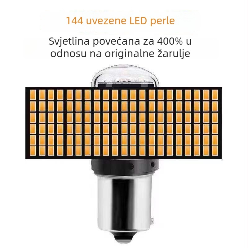 Auto LED signalizacija 1156 T20, 144SMD, 21W, 12-28V, 3014 LED, trajanje 50.000 sati
