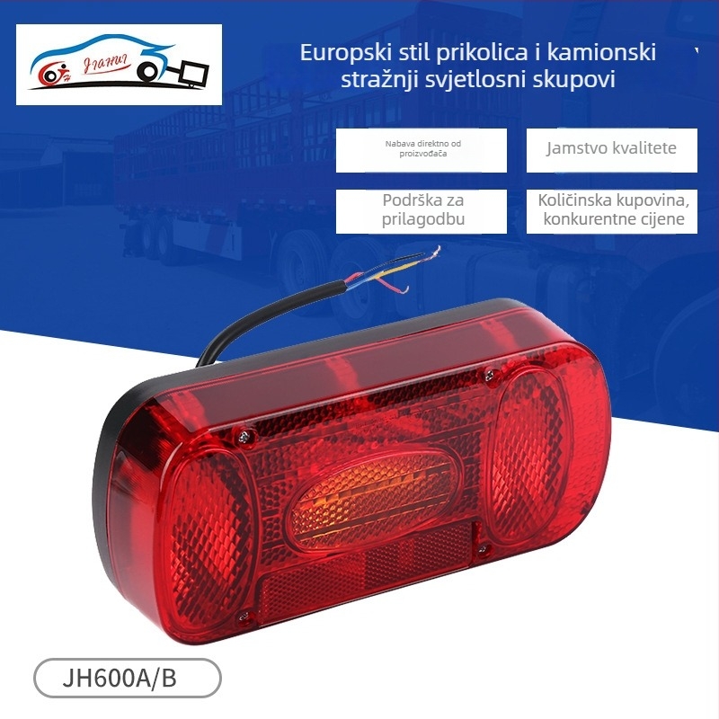 LED stražnje svjetlo za lijevu i desnu stranu, kompatibilno s kamionom, RV i prikolicom (model JH600A/B, 21W, 12V)