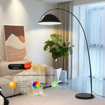 Podna lampa s energetski učinkovitom rasvjetom, tijelo od nehrđajućeg čelika, abažur od željeza, dodirni prekidač, 110-240V