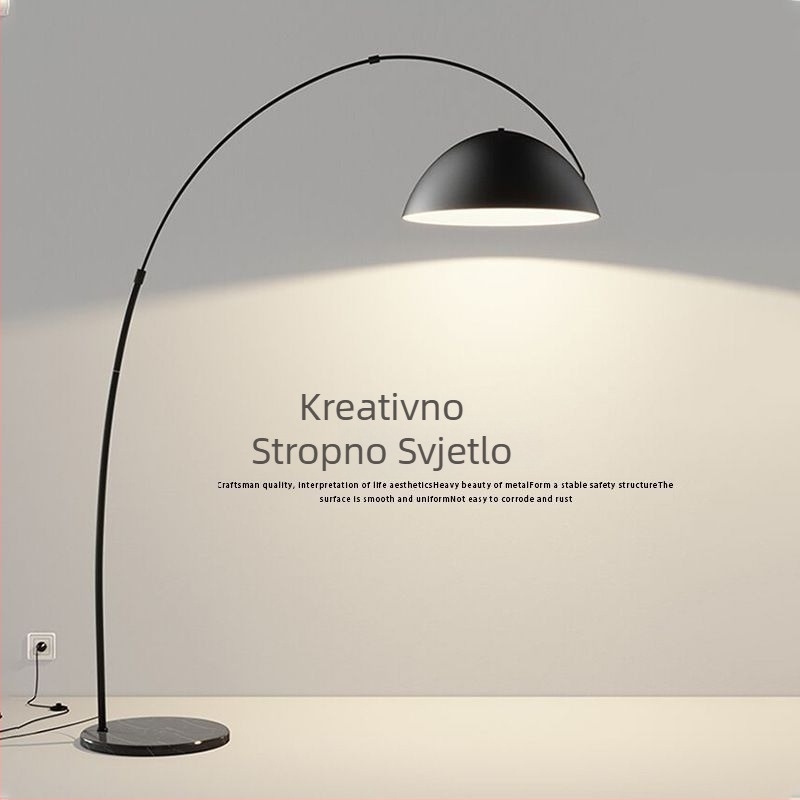 Podna lampa s energetski učinkovitom rasvjetom, tijelo od nehrđajućeg čelika, abažur od željeza, dodirni prekidač, 110-240V
