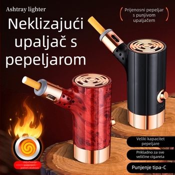 Auto pepeljara od Redwood — prijenosna, višekratna upotreba, zaštita od raspršivanja pepela, uređaj za paljenje, dekorativno