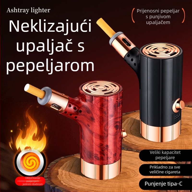 Auto pepeljara od Redwood — prijenosna, višekratna upotreba, zaštita od raspršivanja pepela, uređaj za paljenje, dekorativno