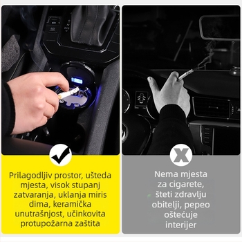 Auto unutarnji pepeljara keramička s poklopcem, model T0091, 0,3 kg, Turadze