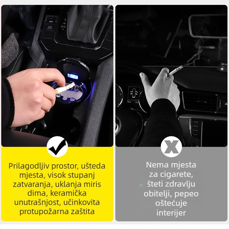 Auto unutarnji pepeljara keramička s poklopcem, model T0091, 0,3 kg, Turadze