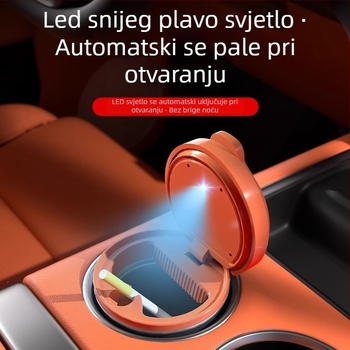 Auto pepeljak s visokokvalitetnim osvjetljenjem i zaštitom od rasipanja pepela – unutarnji auto dodatak; Materijal: Metal; Proizvodni proces: Drugo; Obrada i prilagodba: Ne