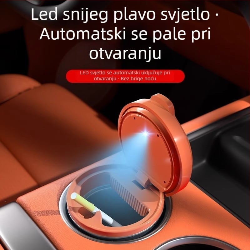 Auto pepeljak s visokokvalitetnim osvjetljenjem i zaštitom od rasipanja pepela – unutarnji auto dodatak; Materijal: Metal; Proizvodni proces: Drugo; Obrada i prilagodba: Ne