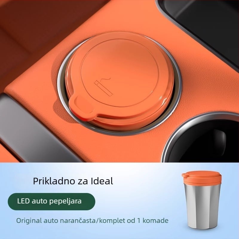 Auto pepeljak s visokokvalitetnim osvjetljenjem i zaštitom od rasipanja pepela – unutarnji auto dodatak; Materijal: Metal; Proizvodni proces: Drugo; Obrada i prilagodba: Ne