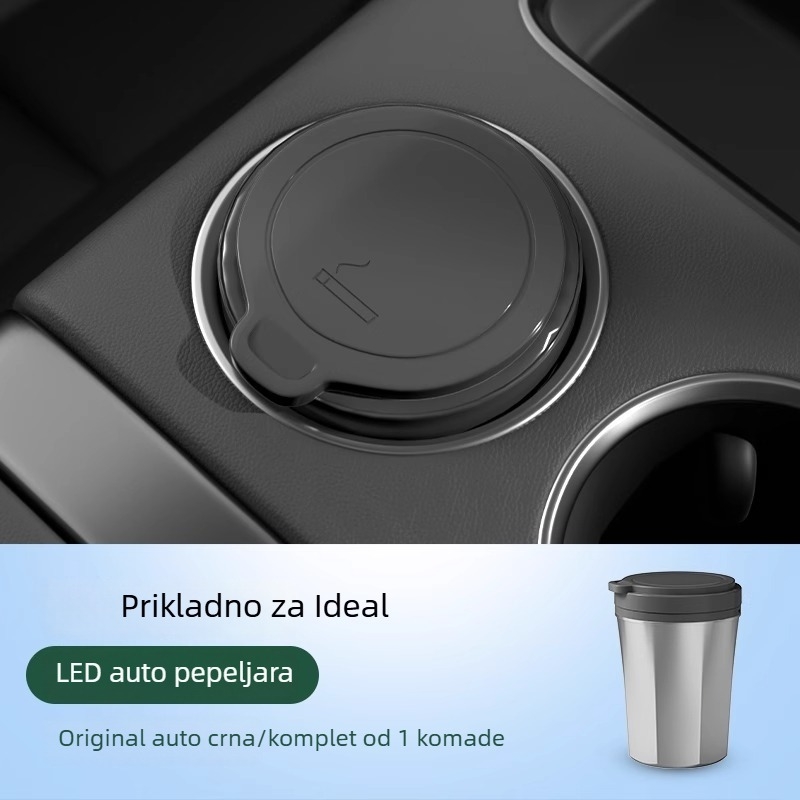 Auto pepeljak s visokokvalitetnim osvjetljenjem i zaštitom od rasipanja pepela – unutarnji auto dodatak; Materijal: Metal; Proizvodni proces: Drugo; Obrada i prilagodba: Ne