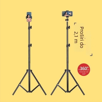 Držač za mobitel i stativ za uživo prijenos, univerzalno fotografiranje, stolni ili stojeći, teleskopski, nehrđajući čelik