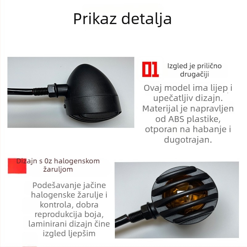 LED signalno svjetlo za motocikle i električna vozila — universalni retro Harley stil, model CC-023, 12V, ABS, 0.55W