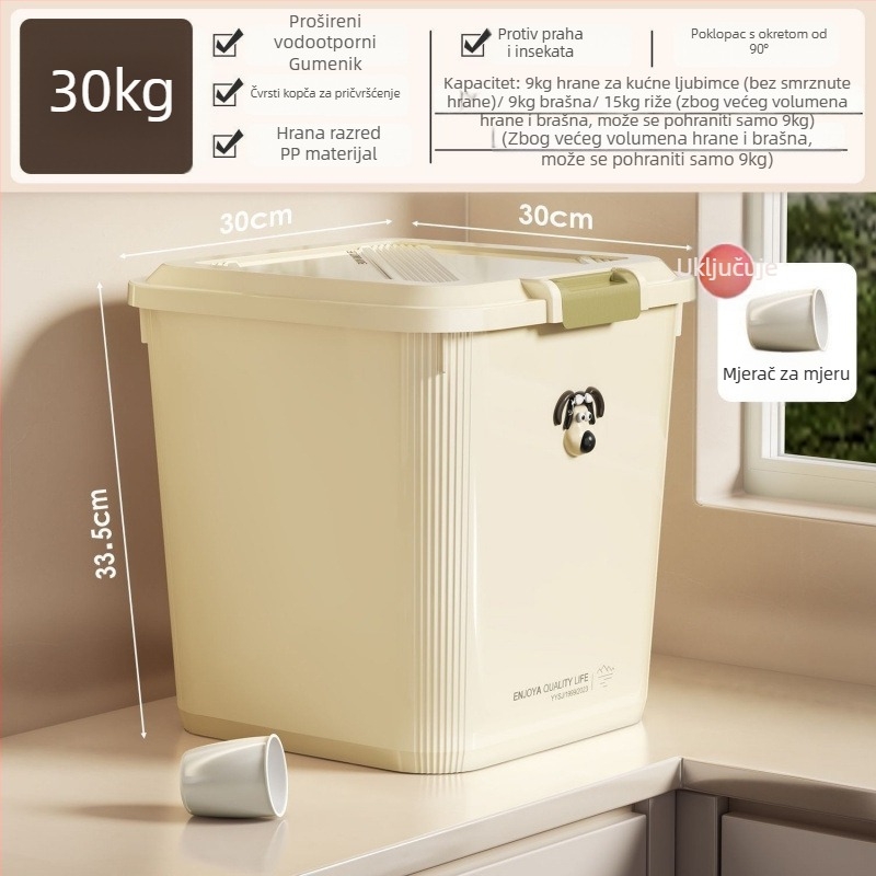 Kanta za skladištenje hrane za mačke i pse, zatvorena, polipropilen, kućna upotreba