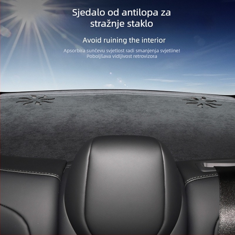 Suede podloga za instrument ploču Tesla Model 3/Y, središnja konzola – zaštita od sunca i toplinska izolacija, sve sezone