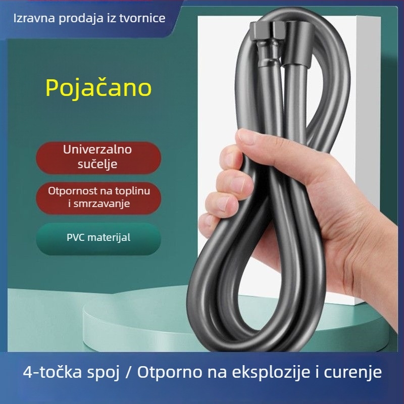 Tuš crijevo s tušem - PVC, Model F11, Marka Bessie, Radna temperatura 0-100°C, Ručna montaža, Moderan minimalistički stil
