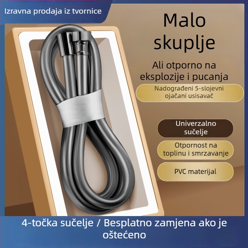 Tuš crijevo s tušem - PVC, Model F11, Marka Bessie, Radna temperatura 0-100°C, Ručna montaža, Moderan minimalistički stil