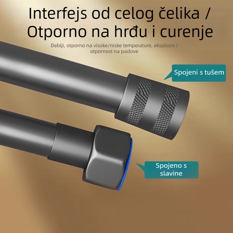 Tuš crijevo s tušem - PVC, Model F11, Marka Bessie, Radna temperatura 0-100°C, Ručna montaža, Moderan minimalistički stil