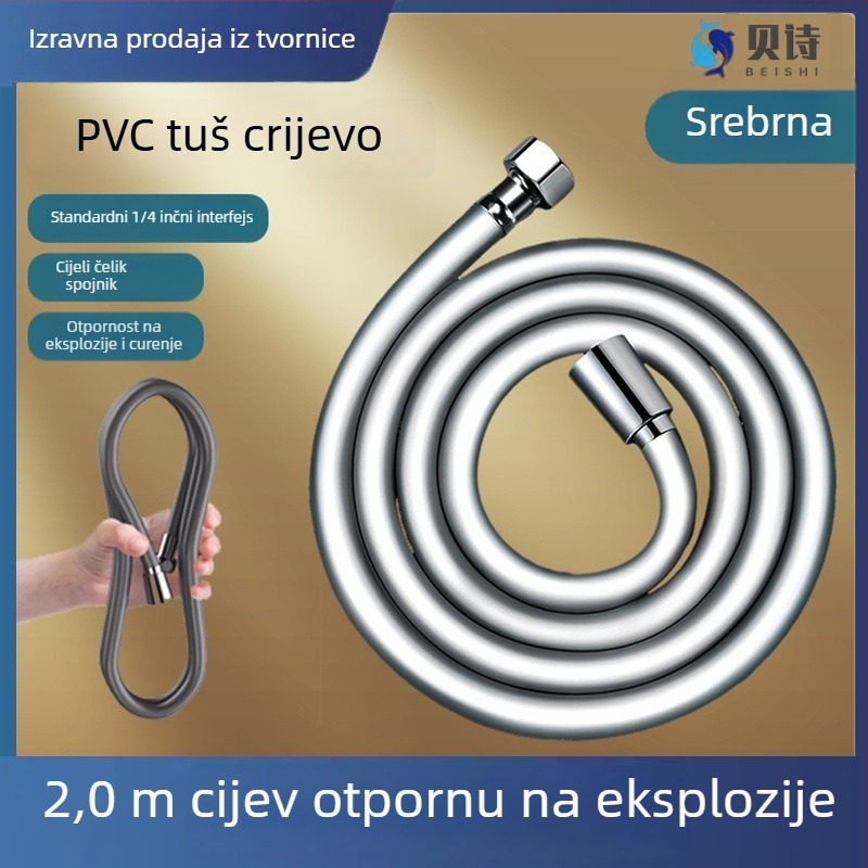 Tuš crijevo s tušem - PVC, Model F11, Marka Bessie, Radna temperatura 0-100°C, Ručna montaža, Moderan minimalistički stil