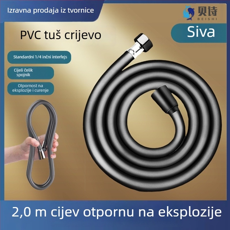 Tuš crijevo s tušem - PVC, Model F11, Marka Bessie, Radna temperatura 0-100°C, Ručna montaža, Moderan minimalistički stil