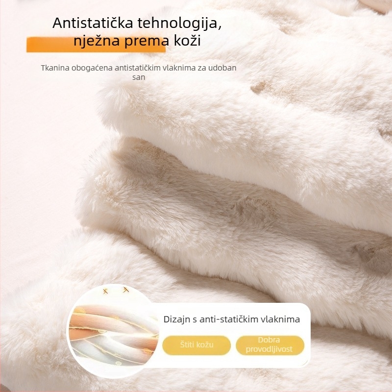 Deka od krznenog zeca, dvostruko debela za zimu, za ured i kauč • Sastav: 100% poliester • Težina: 850 g/m² • Sezona: Zima