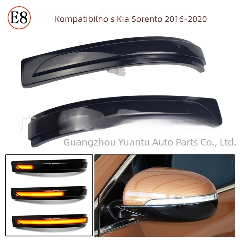 Zadnje ogledalo za Kia Sorento 2016-2020 s rednim signalom koji teče poput vode | Model 87613-C5000 / 87623-C5000; ABS+PC; 2400LM; 12V