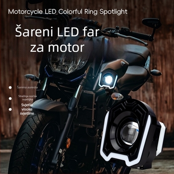 LED reflektor za motocikl s bijelim i žutim bljeskom te šarenom aperturom, kućište od aluminijske legure, 12V, 3W, model Motor312-rgb-wy-f-1