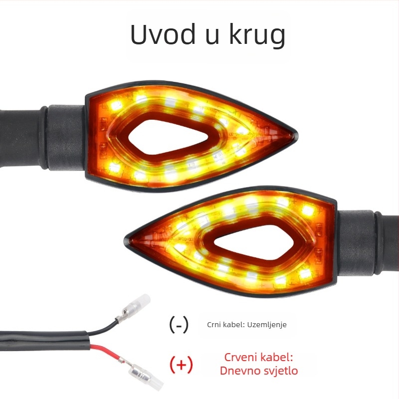 Signalna svjetla za motocikl sa srcolikim šupljim svjetlom kočnice, 12V, model Motor213-y-2, Triple Light, kućište od PC plastike