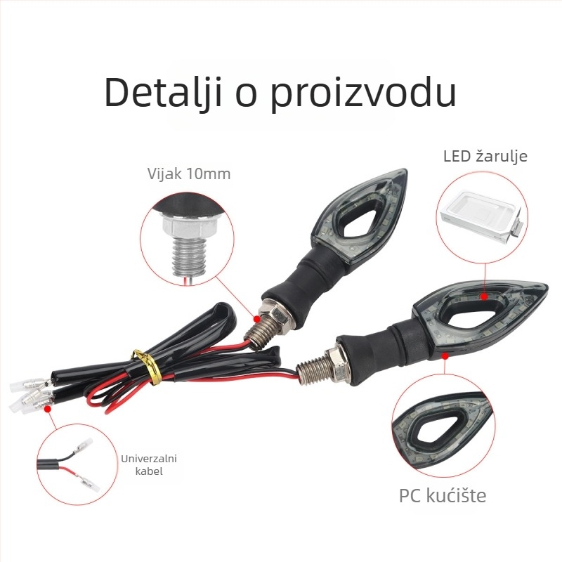 Signalna svjetla za motocikl sa srcolikim šupljim svjetlom kočnice, 12V, model Motor213-y-2, Triple Light, kućište od PC plastike