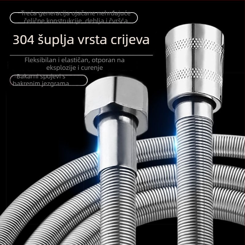 Tuš-šipka s eksplozijski otporna spiralna cijev – 304 nehrđajući čelik, površinska montaža, spoj na kupaonicu i bojler, nominalni tlak 1, radna temperatura 50°C