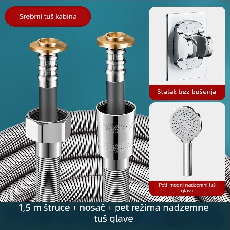 Tuš-šipka s eksplozijski otporna spiralna cijev – 304 nehrđajući čelik, površinska montaža, spoj na kupaonicu i bojler, nominalni tlak 1, radna temperatura 50°C