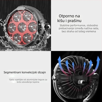 Sedmerostruki LED reflektor za motocikl, LED svjetlo za maglu, pomoćno svjetlo za teren – ultra jako prednje svjetlo