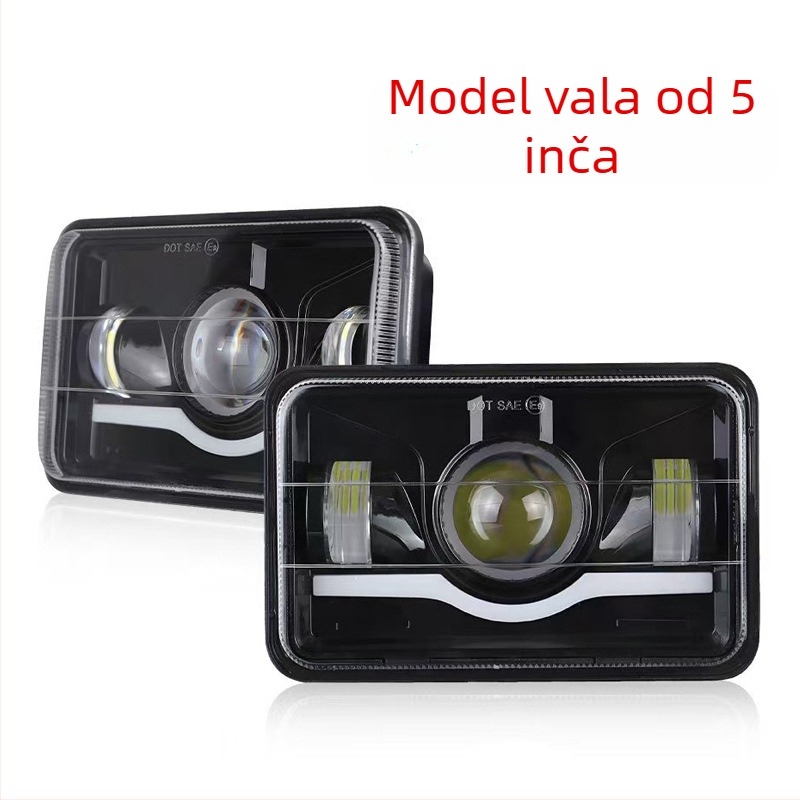LED prednja svjetla za terenska vozila - kvadratni valoviti model, integrirani visoki/niži snop, 9–36V, aluminijsko kućište, 6000K