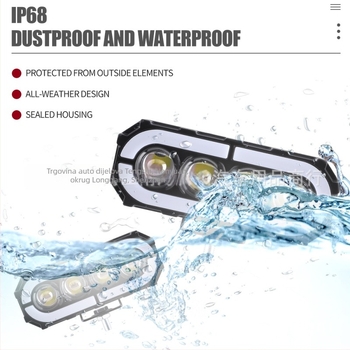 LED radno svjetlo za motocikl s 4 LED-om, Đavolske oči, Snop u obliku slova M, 9–80 V, 28 W, IP55, 5000 lm