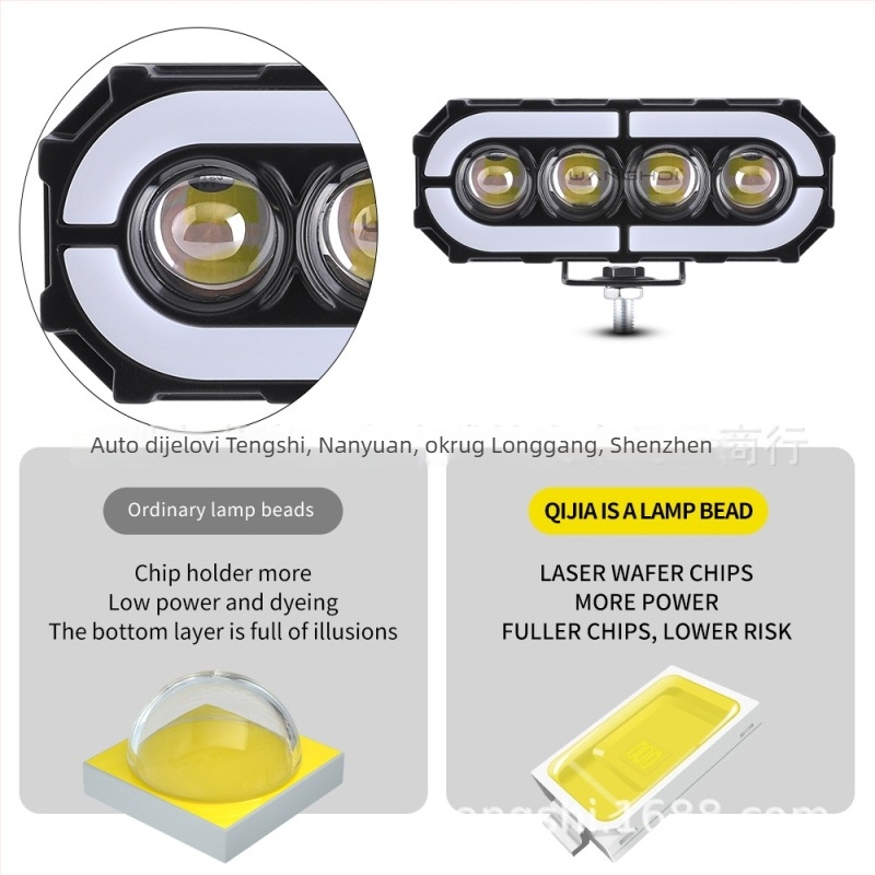 LED radno svjetlo za motocikl s 4 LED-om, Đavolske oči, Snop u obliku slova M, 9–80 V, 28 W, IP55, 5000 lm