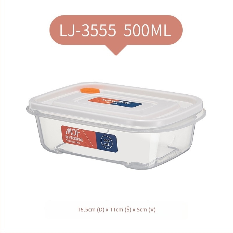 Kutija za skladištenje u hladnjaku s poklopcem, prehrambeni PP+PE, četvrtastog oblika, kapacitet 301-500 ml