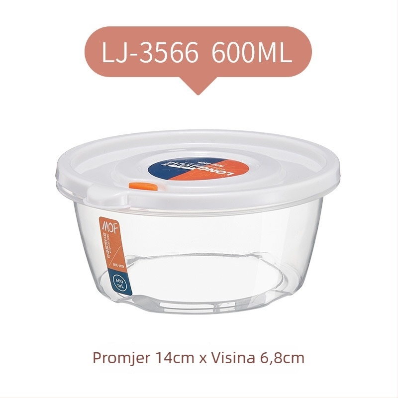 Kutija za skladištenje u hladnjaku s poklopcem, prehrambeni PP+PE, četvrtastog oblika, kapacitet 301-500 ml
