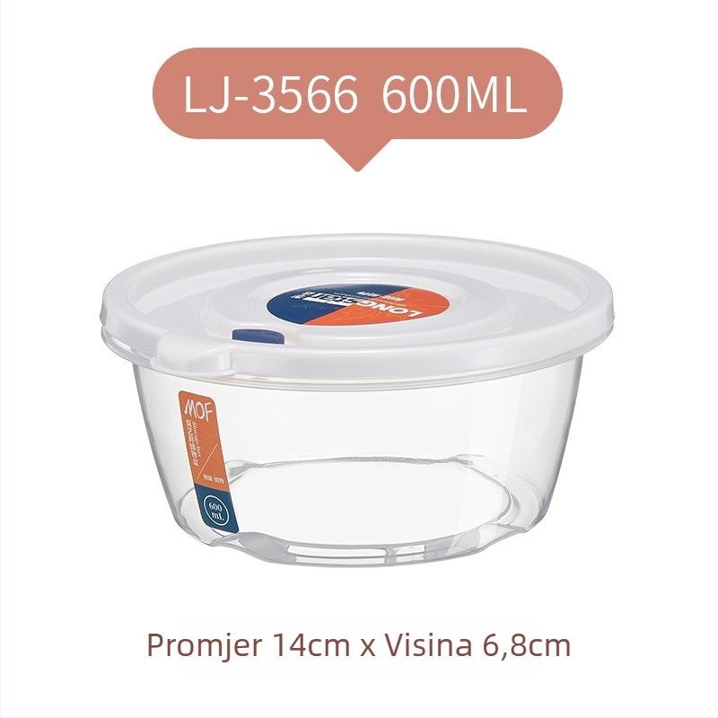 Kutija za skladištenje u hladnjaku s poklopcem, prehrambeni PP+PE, četvrtastog oblika, kapacitet 301-500 ml