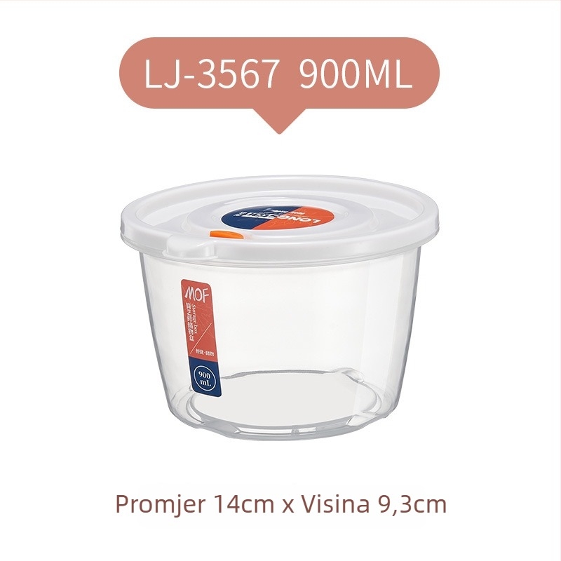 Kutija za skladištenje u hladnjaku s poklopcem, prehrambeni PP+PE, četvrtastog oblika, kapacitet 301-500 ml