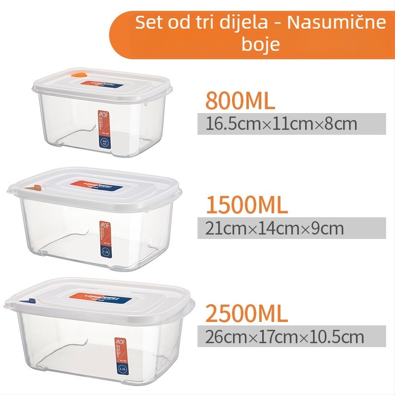 Kutija za skladištenje u hladnjaku s poklopcem, prehrambeni PP+PE, četvrtastog oblika, kapacitet 301-500 ml