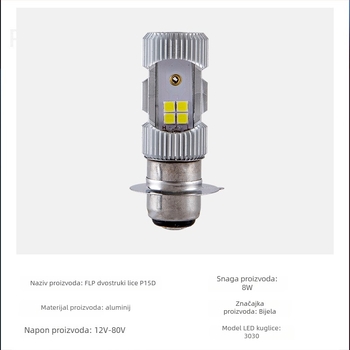 Motocikl LED prednja svjetla, dvostruki snop, 8W, 12-80V, aluminijsko kućište, LED 3030 čipovi, SDS-039