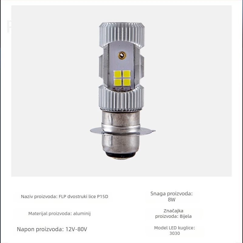 Motocikl LED prednja svjetla, dvostruki snop, 8W, 12-80V, aluminijsko kućište, LED 3030 čipovi, SDS-039