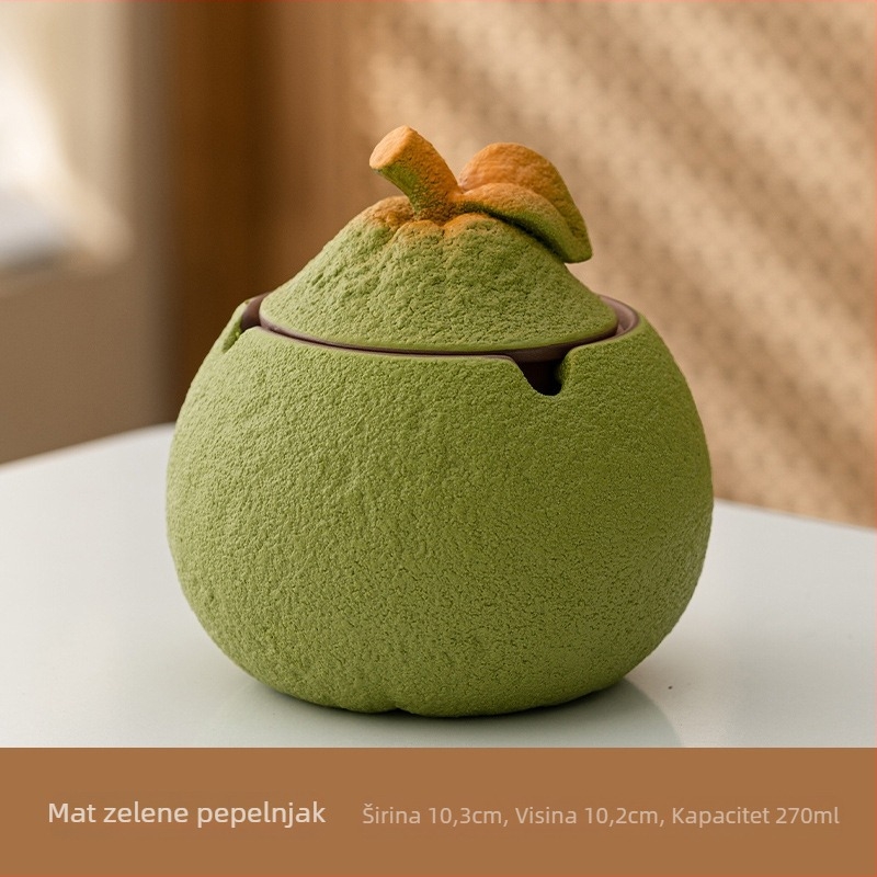 Keramički pepelnjak s poklopcem, anti-raspršivanje pepela, dekorativan, minimalistčki pastoralni stil