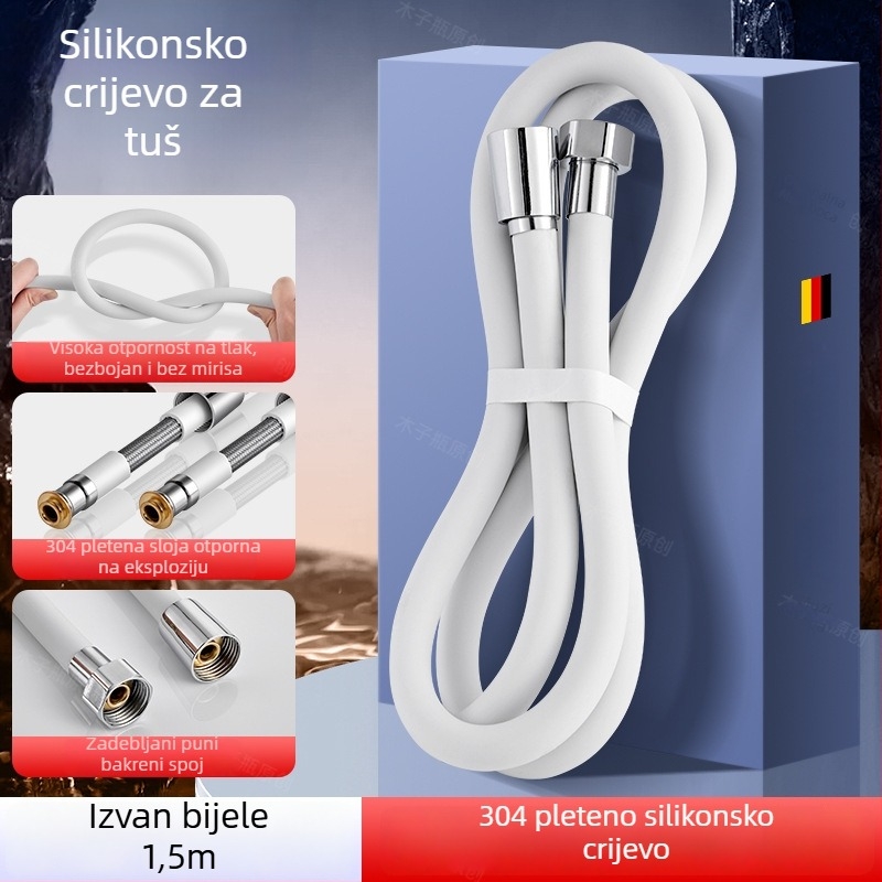 Silikonsko tuš crijevo, univerzalni model s četiri točke, navojni priključak, 10 MPa, 85°C