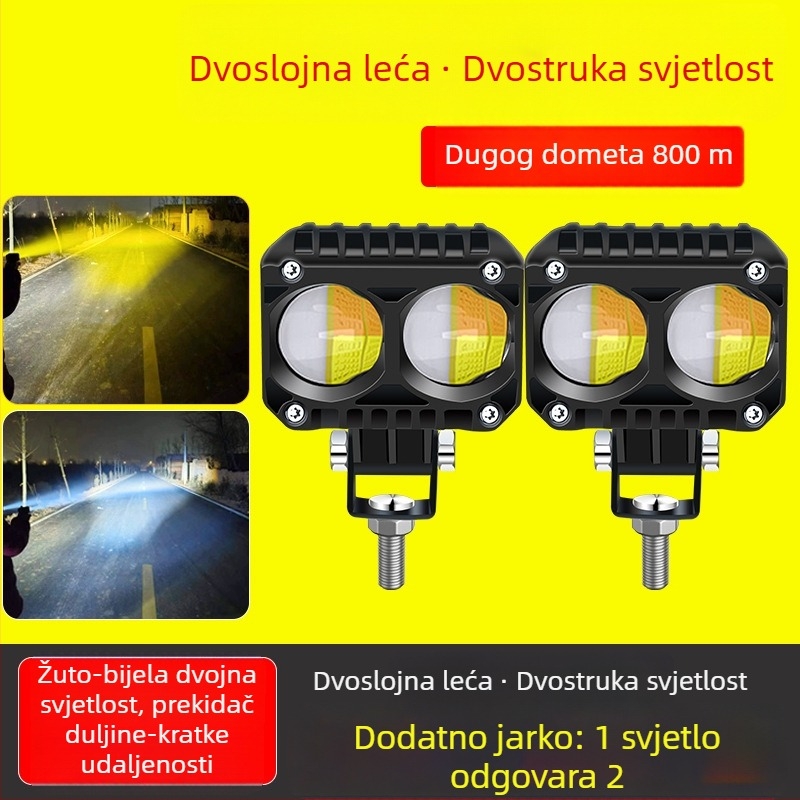 Auto LED reflektor s dvostrukom lećom, aluminijsko kućište, 50W, kompatibilan sa svim vozilima, Xindao