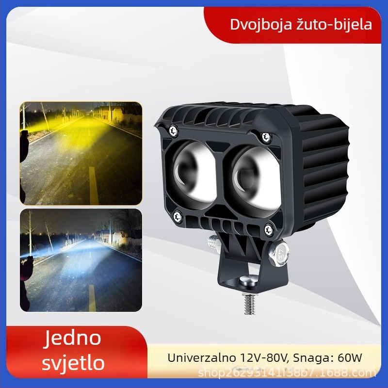 Auto LED reflektor s dvostrukom lećom, aluminijsko kućište, 50W, kompatibilan sa svim vozilima, Xindao
