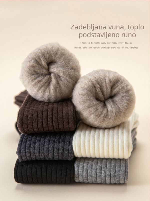 Dječje čarape iznad koljena za djevojčice, s flis podstavom, Jacquard pletenje, polyester, srednja debljina, zima